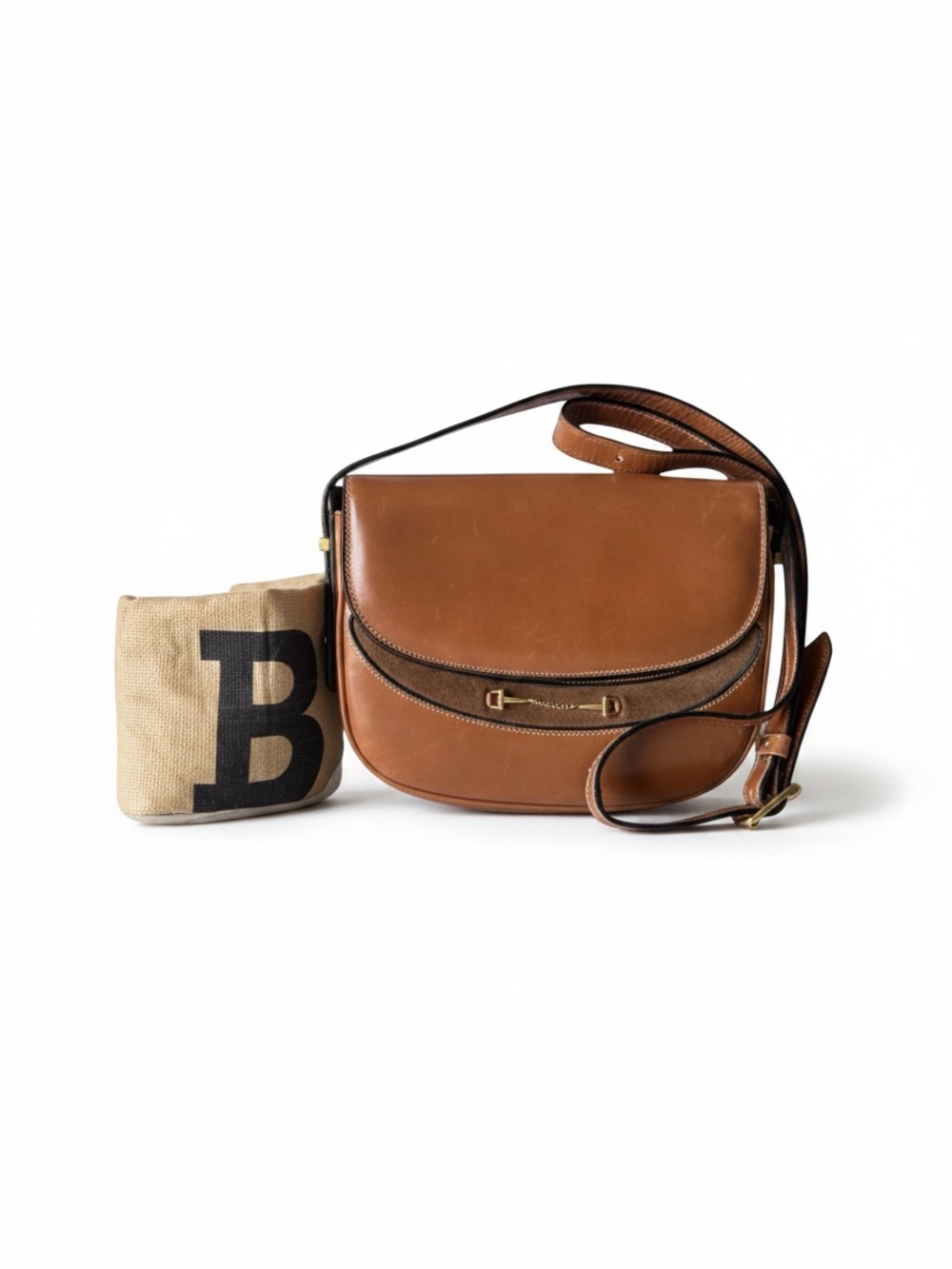 Vintage Bally Switzerland Brown Leather Horsebit Saddle Crossbody Bag